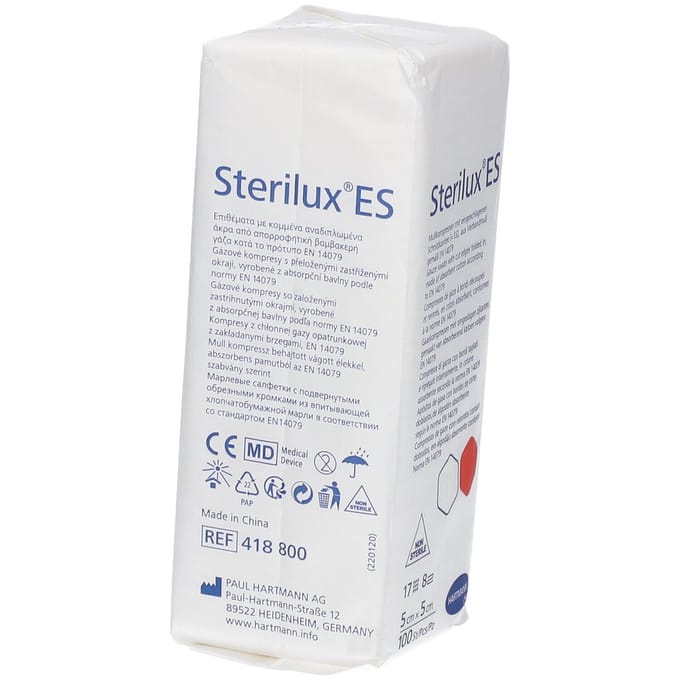 Hartmann Sterilux ES Kompres 8 Lagen 5 x 5cm 418800 100 Compressen