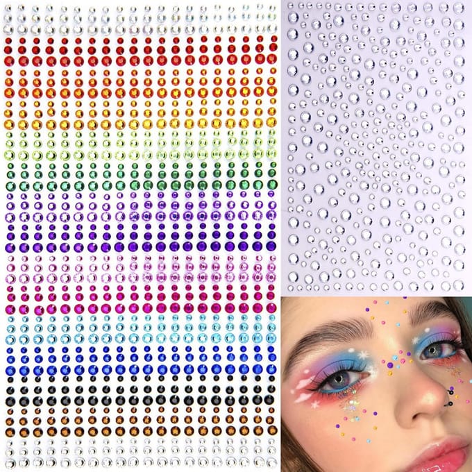 YYchan Glitter Steentjes Gezicht - 1225 stuks - Zelfklevend