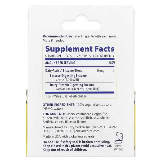 DairyAssist van Enzymedica - 30 capsules