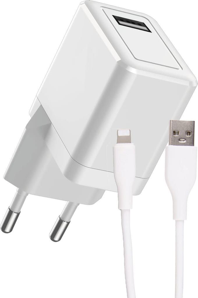 Oplader geschikt voor iPhone 6, 7, 8, X & iPad 2017, 2018 - Lightning naar usb kabel - 12w usb Power Adapter - 1 Meter - Set