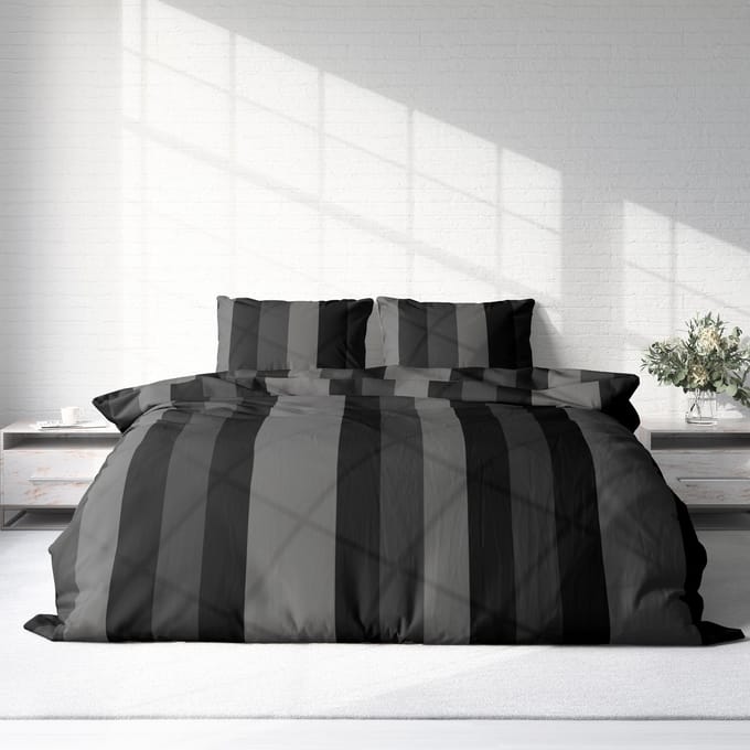 Dekbedovertrek - Micropercal - Soepel & Zacht - Lits-Jumeaux - 240 x 220 cm - Black Lines