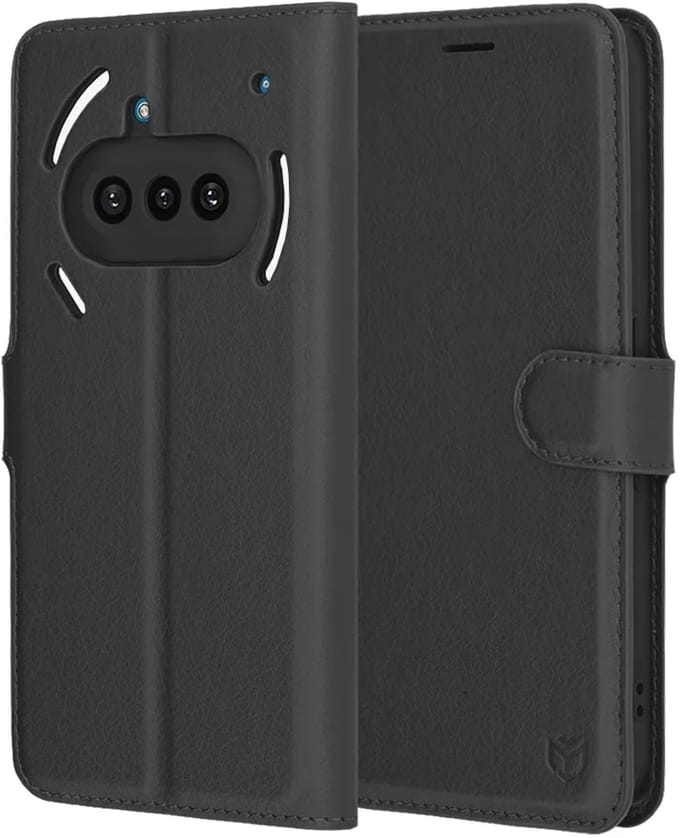 Hoesje geschikt voor Nothing Phone (3a) - Techsuit Leather Folio Book Wallet Case - Zwart