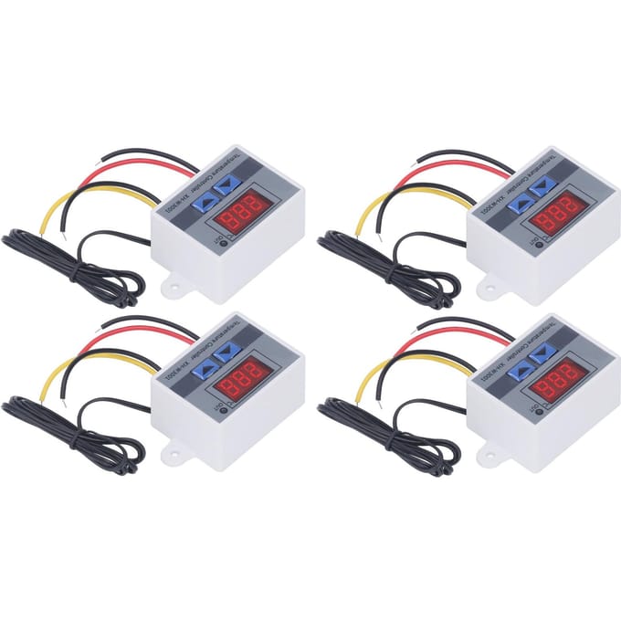 Lot de 4 thermostats numériques à LED, contrôleur de température, module de commutation pour chauffage et refroidissement, 12 V, 120 W white