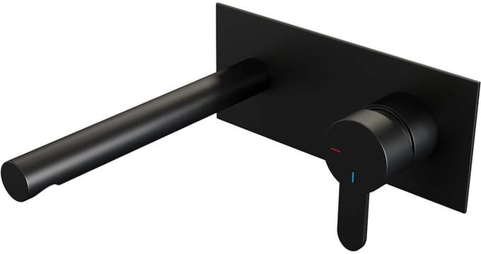 Brauer Black Edition Inbouw Wastafelmengkraan met Rechte Uitloop en Afdekplaat Model D1 Mat Zwart
