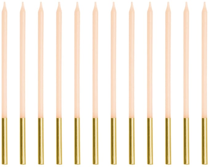 12 verjaardagskaarsen beige-goud 14cm