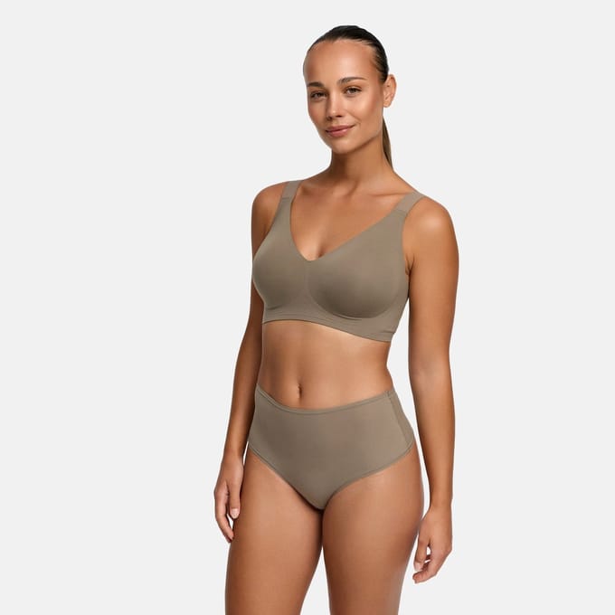 cfab - Stringtanga met hoge taille | Pak van 3 - Taupe - S
