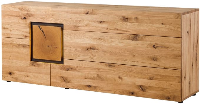 MASSIVMOEBEL24.DE wilde eik dressoir blank massief hout 160x43,5x80 cm (BxTxH) gelakt / geolied gemonteerd KITZBÜHEL volledig massief #128