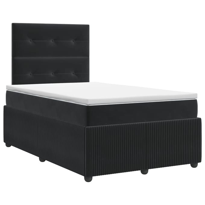 vidaXL - Boxspringbed - met - matras - Zwart - 120 - x - 200 - cm - Fluweel