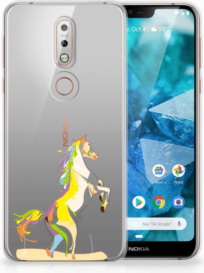 Nokia 7.1 Telefoonhoesje met Naam Horse Color