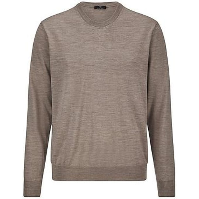Trui 100% scheerwol ronde hals Van Peter Hahn beige