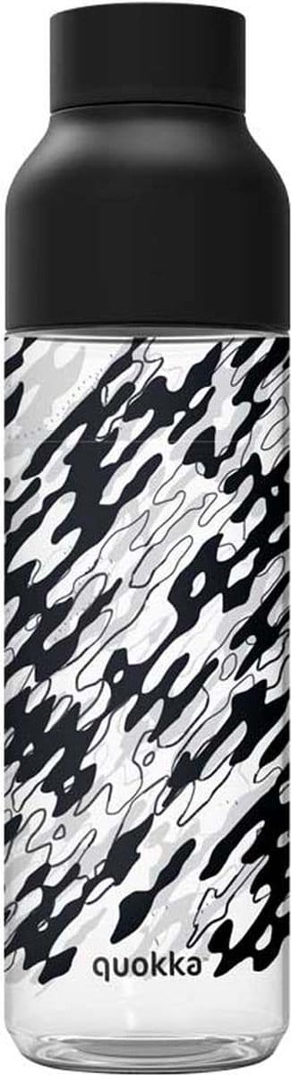 Quokka Drinkfles Tritan Ice Camo 840 Ml Zwart/transparant