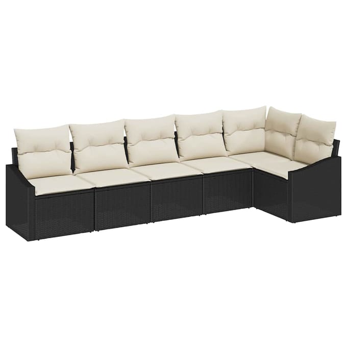 vidaXL Bankstel 6 st Zwart poly rattan