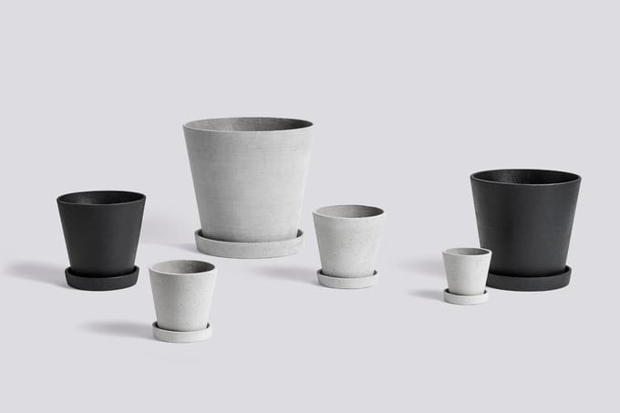 HAY - Bloempot met schotel - M - grijs - grau