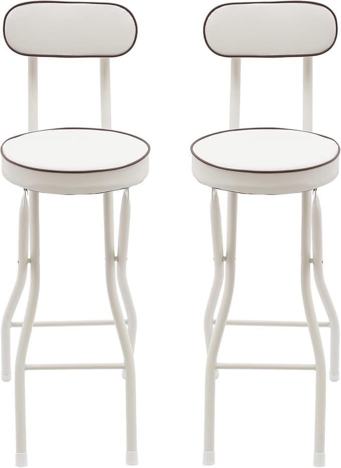 Inklapbare Barkrukken - Klapkrukken Rugleuning - Keuken en Bar - Ruimtebesparend Ontwerp - 65 cm Hoogte - Wit