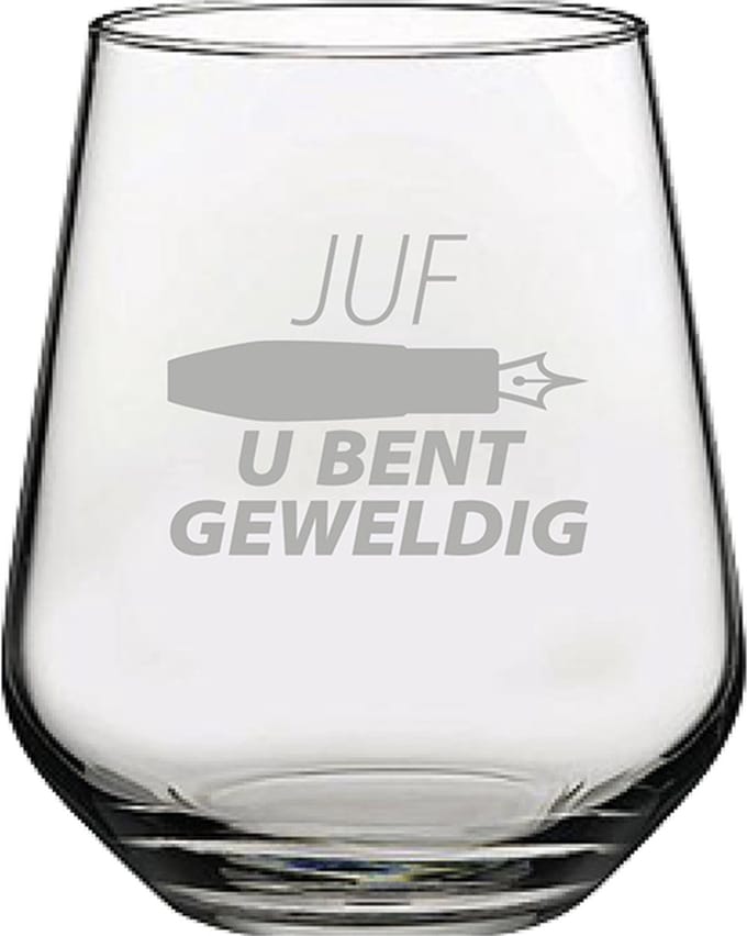 Gegraveerde Drinkglas 42,5cl Juf u bent geweldig