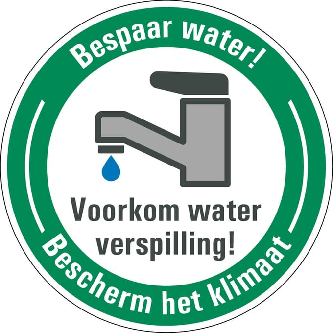 Water besparen sticker voorkom waterverspilling 200 mm