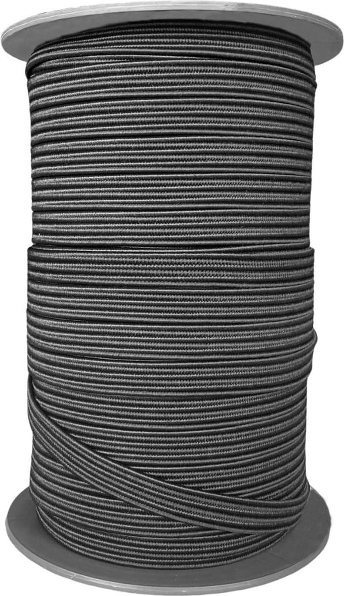 Elastisch Touw plat - 16,5mm - Zwart - 100 meter