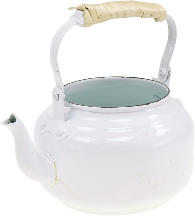 Decoratieve theepot, plantenpot, metaal, wit, shabby chic, Ø8,6 cm, H1