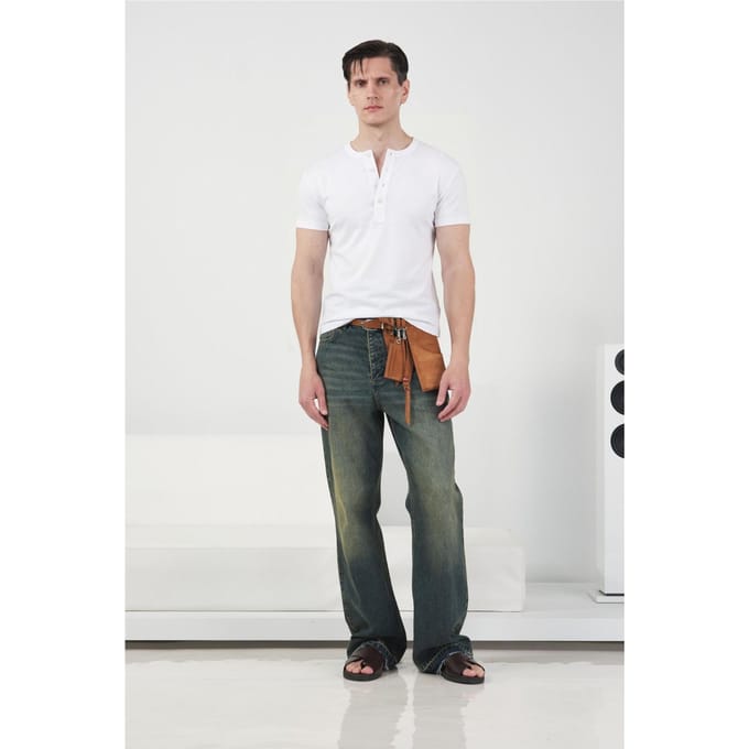 Heren Slim Fit Ronde Hals Katoenen Tee