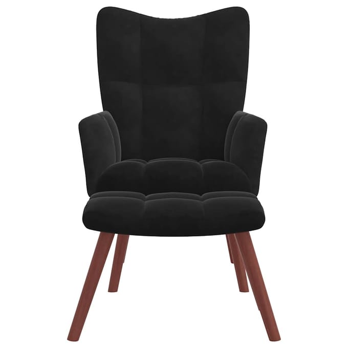 vidaXL - Relaxstoel - met - voetenbank - fluweel - zwart
