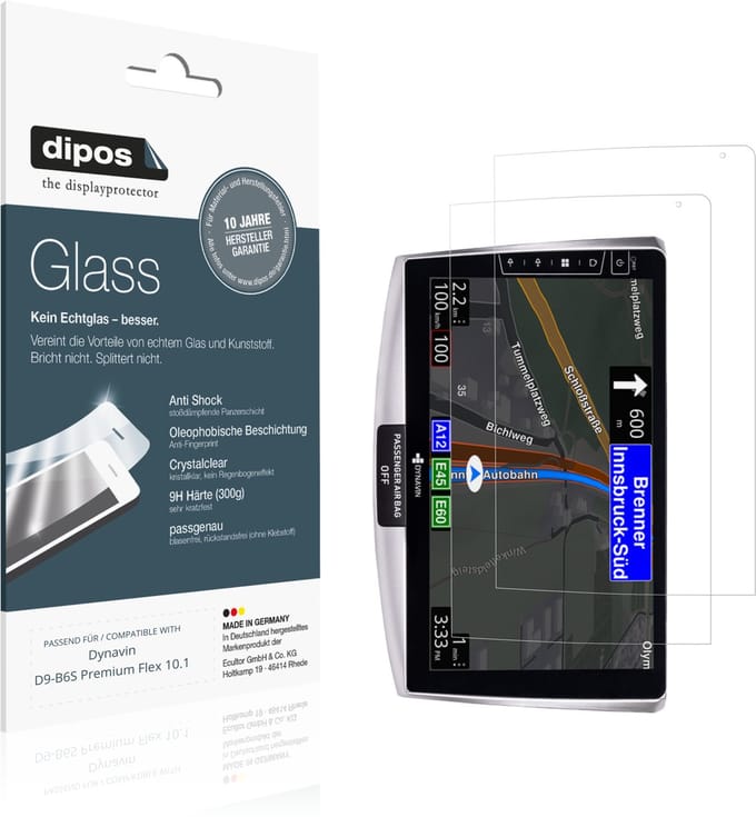 dipos – 2x Pantserfolie geschikt voor Dynavin D9-B6S Premium Flex 10.1 | 9H Screenprotector