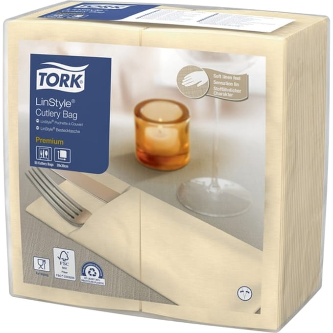 Pochette Tork Linstyle Premium 1-laags 390x390mm crème 509609