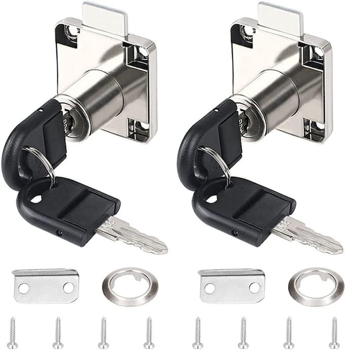 Witte Lock Push Lock Cilinder voor Kasten, Laden en Postbussen - 2 Stuks van Zinklegering