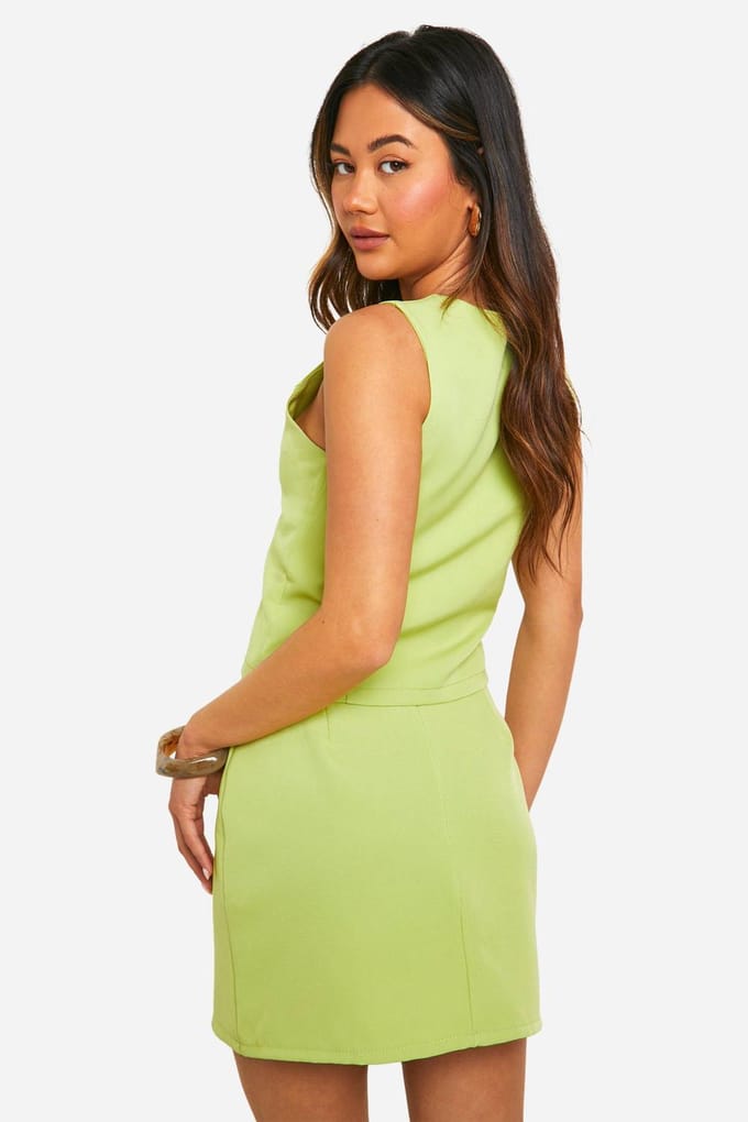boohoo Dames Micro Mini Rok | Zachte Limoen | Maat: 42