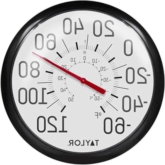 Buitenthermometer - Weerstation - Temperatuur Meten - Extra Groot Display - 33 cm - Zwart