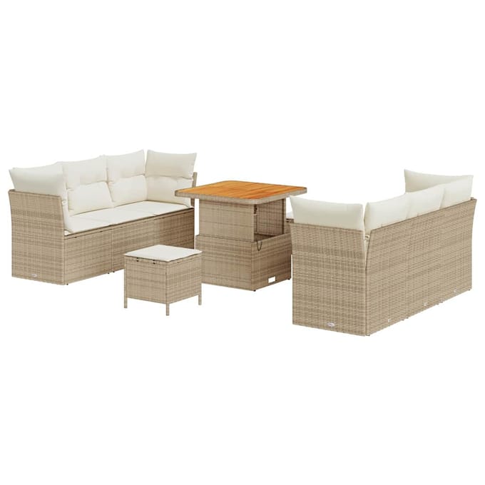 vidaXL - Tuinbank - Set - Beige - en - Crème - poly - rattan