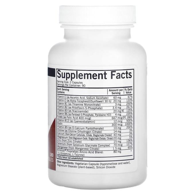 Kirkman Labs, Everyday Multivitamine, A&D-vrij, 180 capsules