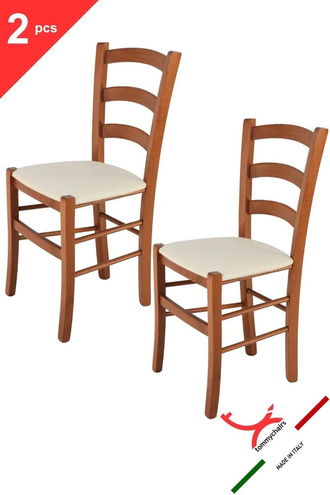 Tommychairs Venice - Eetkamerstoelen - Set van 2 - Kersenhout - Stof