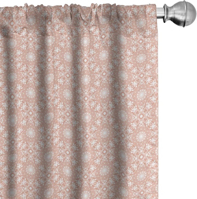 ABAKUHAUS Koraal Voorhangen – 2x75x245 cm – microvezel – Wit/Koraal