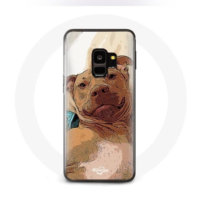 Hoesje voor Samsung Galaxy S9 Amerikaanse Pit Bull Terrier Bruin bruin
