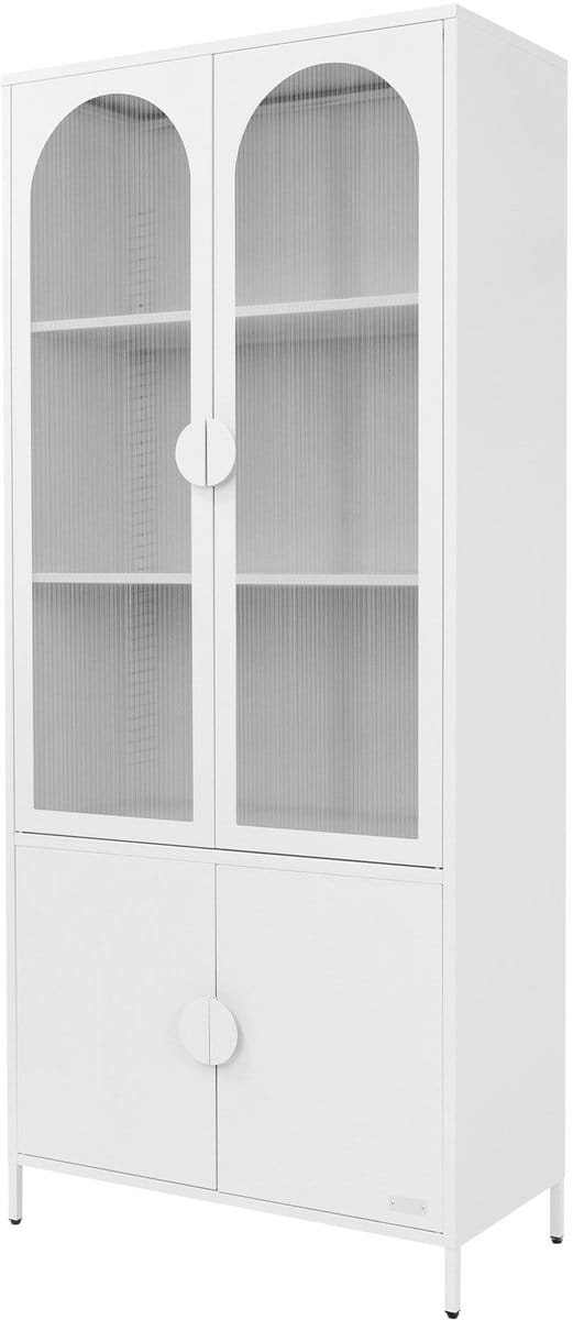 ML-Design industrial vitrinekast metalen opbergkast wit 80x185x40 cm kast met 4 deuren en planken boekenkast archiefkast keukenkast woonkamerkast display kast multifunctionele metalen vitrinekast modern stevig voor woonkamer keuken eetkamer kantoor
