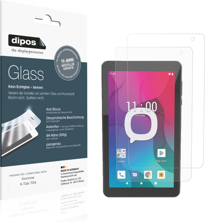 dipos – 2x Matte Pantserfolie geschikt voor Konrow K-Tab 704 | 9H Screenprotector