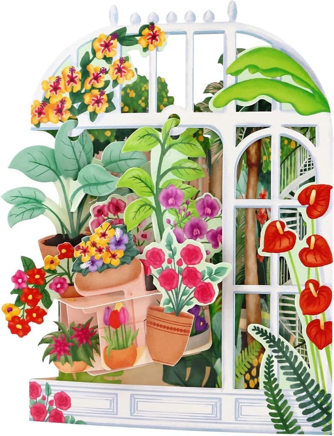 3D Pop-up Wenskaart Botanische Bloementuin Interactief Cadeau