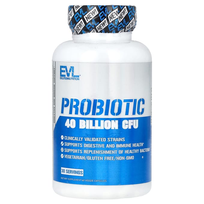 EVLution Nutrition, Probiotic, 40 miljard, 60 vegetarische capsules (20 miljard CFU per capsule)