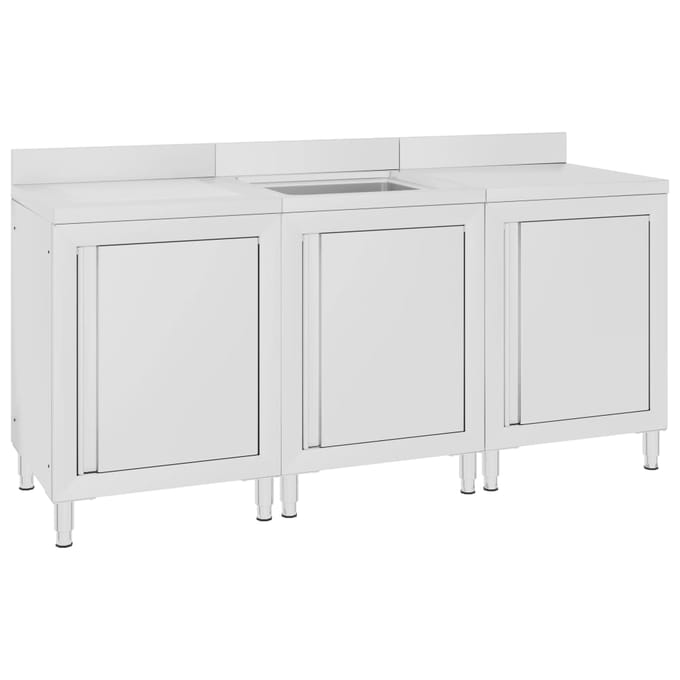 vidaXL - Wastafelkast - commercieel - 180x60x96 - cm - roestvrij - staal