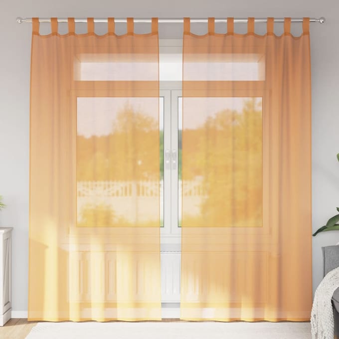 vidaXL - Gordijnen - met - lussen - 2 - st - 140x245 - cm - oranje