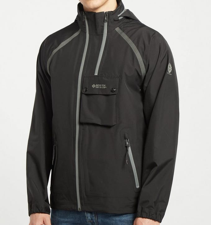 Belstaff effen dubbel zwart waterdicht trainingsjack