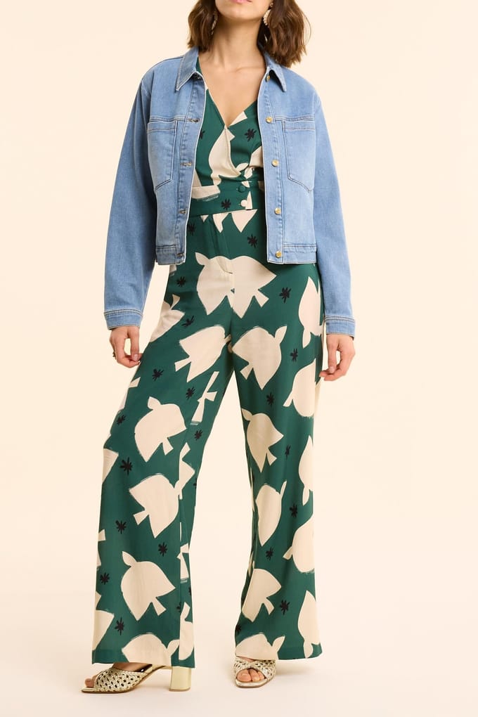 ICode Green Maxi Bird Print Jumpsuit Pants Green Größe: 34 | Jumpsuits Outlet | Damen | Grün