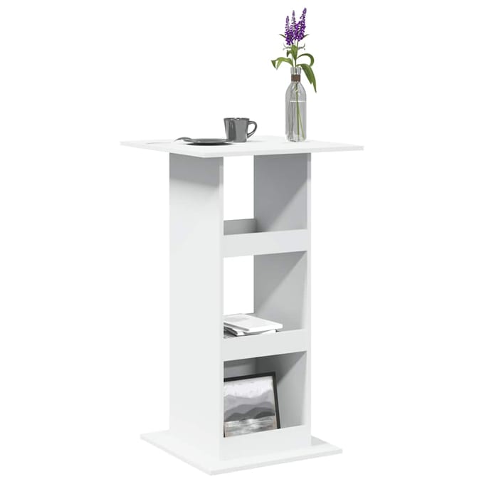 vidaXL - Bartafel - met - opbergruimte - 60x60x102 - cm - bewerkt - hout - wit