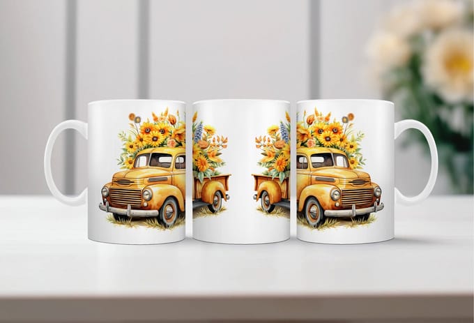 Auqarel koffiemok Retro Truck 4