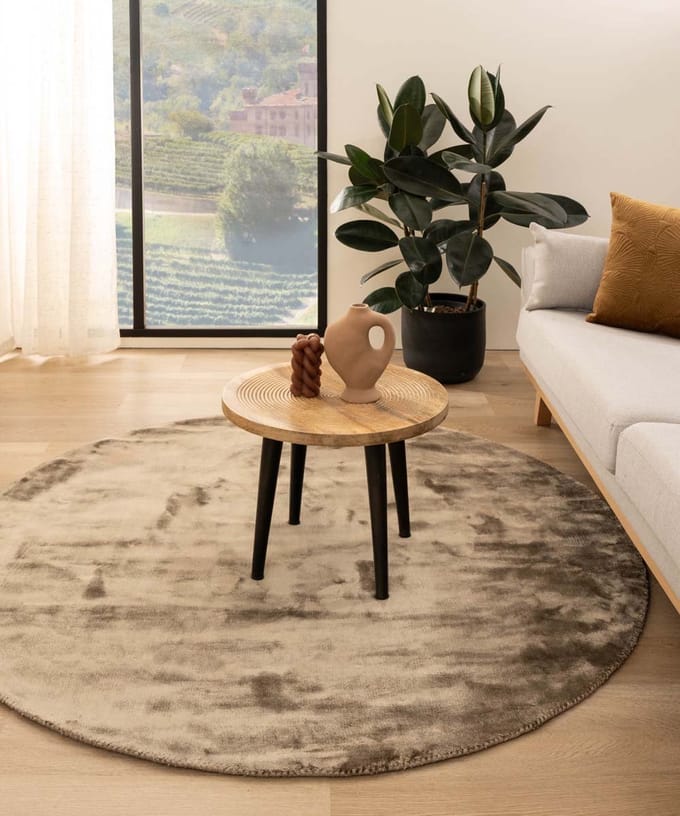 Viscose vloerkleed rond - Pearl bruin 200