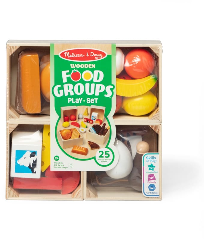 Melissa & Doug – Houten voedselgroepen – 21-delig – Met opbergkistjes