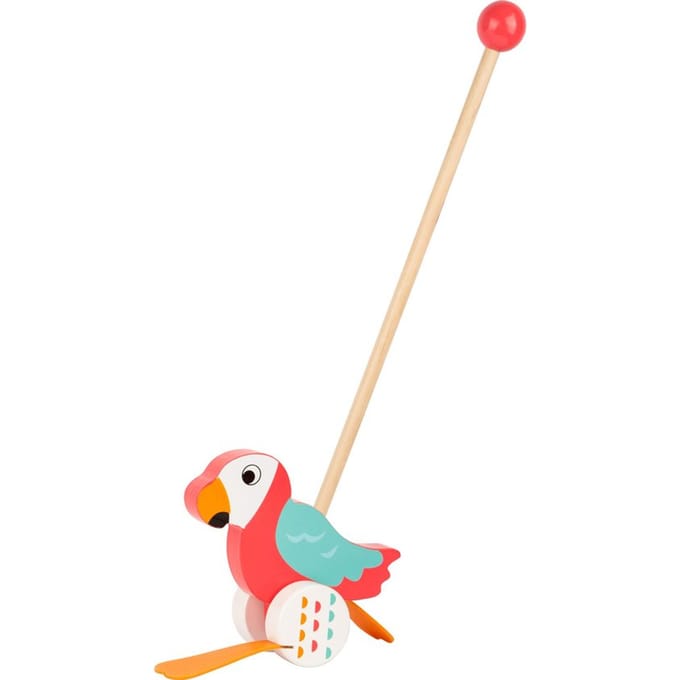 Small Foot - Wooden Push Figure Parrot Lori with Stick