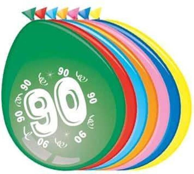 Ballonnen 90 jaar - 30cm -  8st