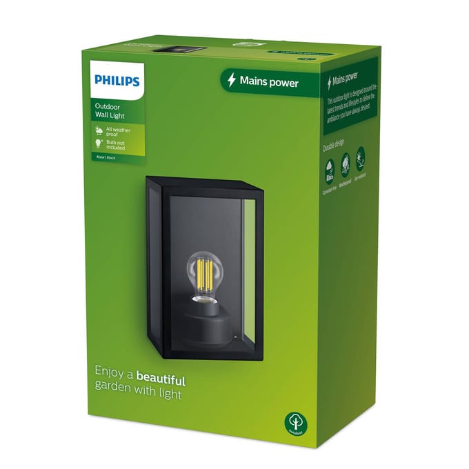 Philips LED Alzor 8720169266414 Buitenlamp (wand) E27 Zwart
