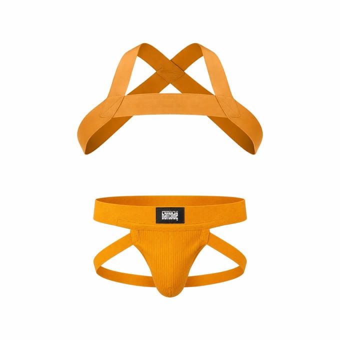 Barcode Berlin Multipack 1x Anton Jock Yellow + 1x Harness Matt Yellow - MAAT S - Heren Ondergoed - Jockstrap voor Man - Mannen Jock